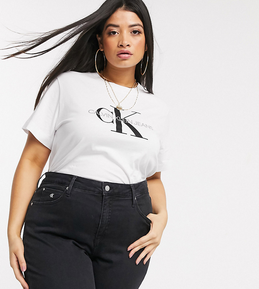Calvin Klein Jeans Plus - Reissue - T-shirt med logo-Hvid