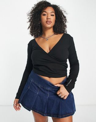 Calvin Klein long wrap | black ASOS Jeans sleeve in Plus rib top