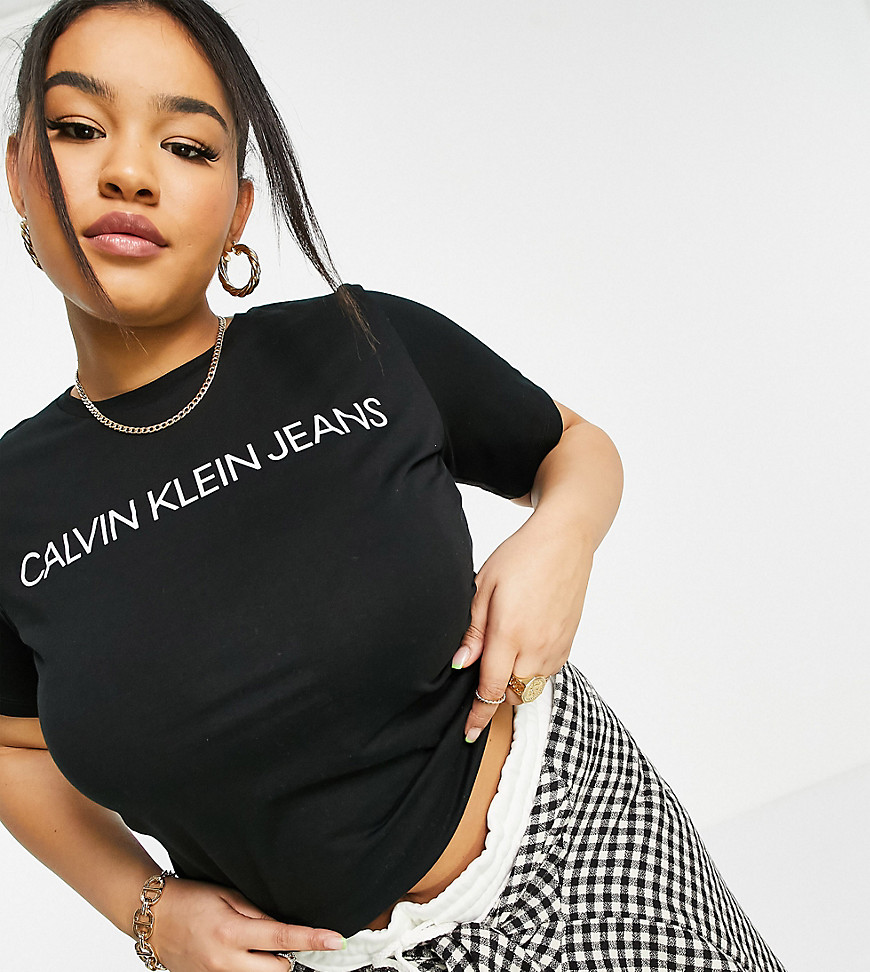 Calvin Klein Jeans Plus short sleeve logo t shirt in black