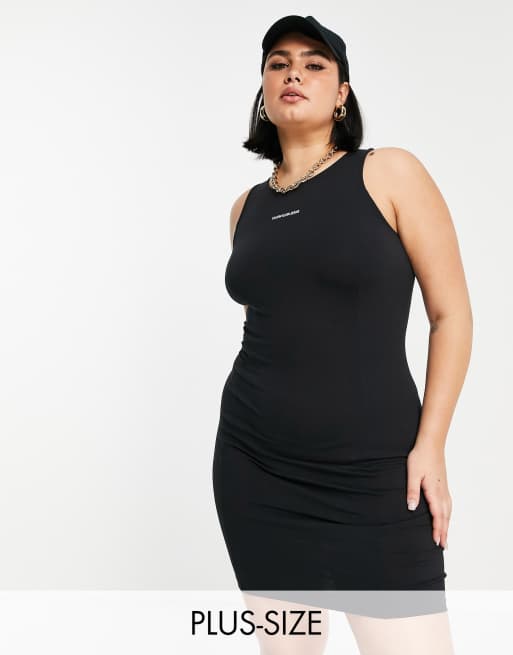 Calvin Klein Jeans Plus - Sort bodycon-kjole med mikrologo