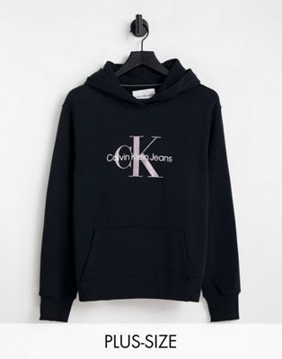 Femme Calvin Klein Jeans Plus - Sweat à capuche avec logo monogramme - Noir