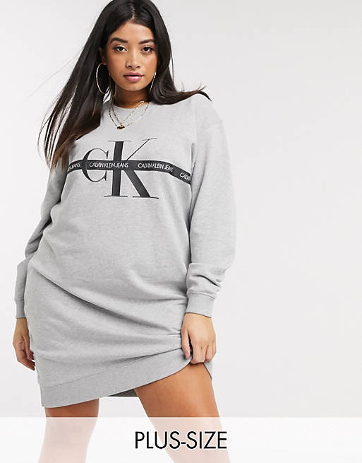 Calvin Klein Jeans Plus sweater dress with monogram logo | ASOS