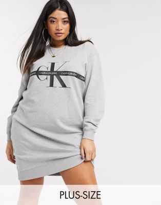 Klein | Sweatshirt-Kleid mit – Calvin Monogramm-Logo ASOS Jeans Plus