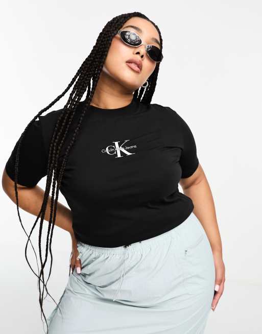 Calvin Klein Jeans Plus - T-shirt ajusté à logo monogramme - Noir