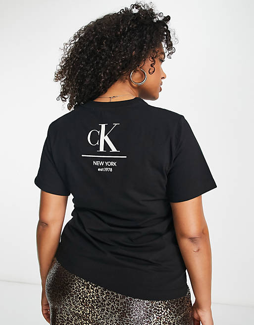 Calvin Klein Jeans Plus – T-Shirt in Schwarz mit Logo | ASOS