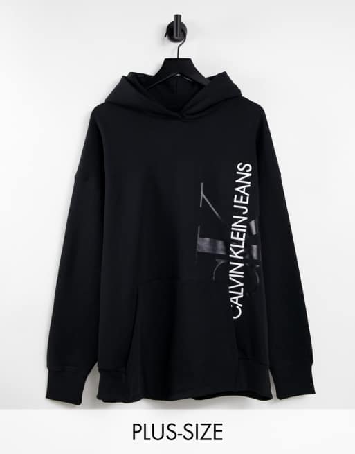 Calvin Klein Jeans Plus vertical logo hoodie in black