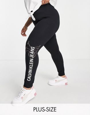 Calvin Klein Jeans Plus vertical logo legging in black