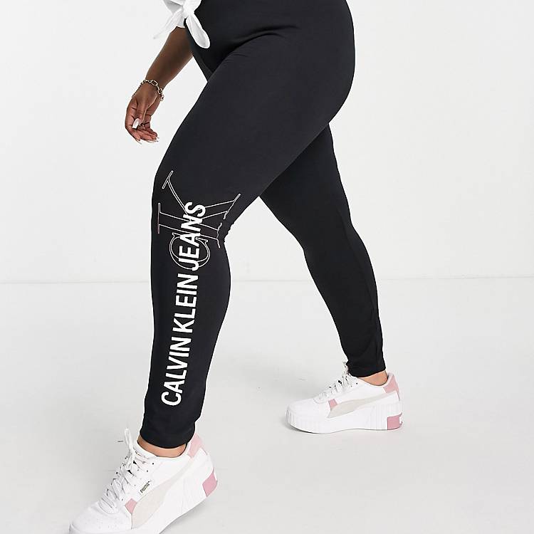 Calvin Klein Jeans Plus vertical logo legging in black | ASOS
