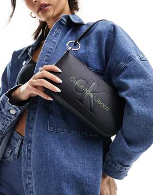 Calvin Klein Jeans sculpted monogram shoulder pouch in multi - ASOS Price Checker