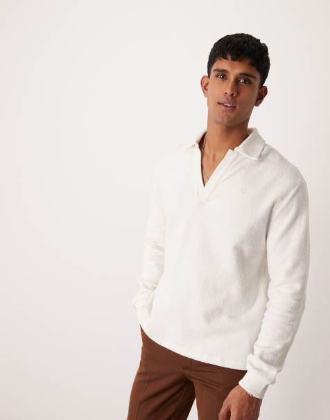 Calvin Klein Jeans - Polo confort à manches longues - Blanc cassé - Exclusivité ASOS - view 1