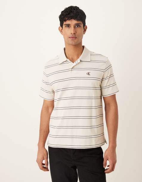 Calvin Klein Jeans - Polo in jersey color crema a righe - view 1
