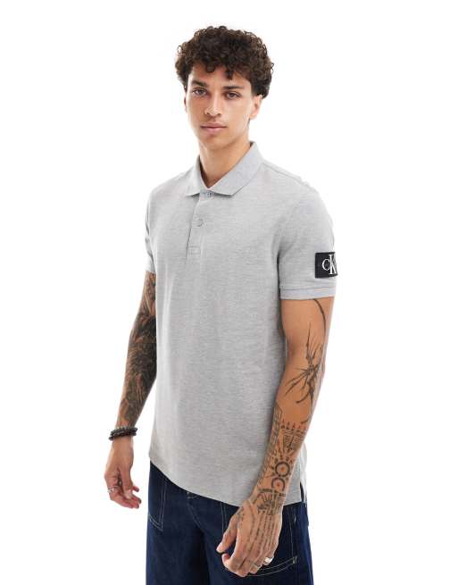 Calvin Klein Jeans - Polo met badge in gemêleerd grijs
