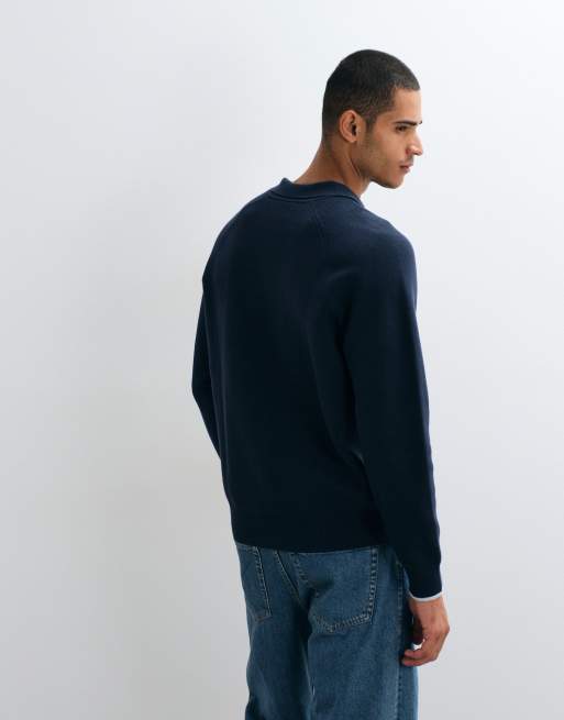 Calvin Klein Jeans - Polo universitaire en coton à manches longues - Bleu marine, 5 de 5
