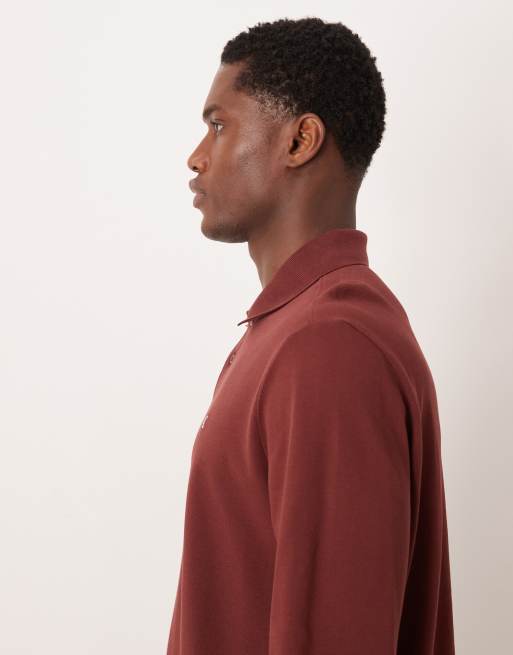 Calvin Klein Jeans – Polohemd aus Pikee in Dunkelrot mit Knöpfen, 4 von 5