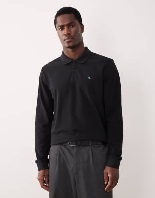 Jeans - Polohemd aus Pikee in Schwarz mit Knöpfen Schwarz 46
