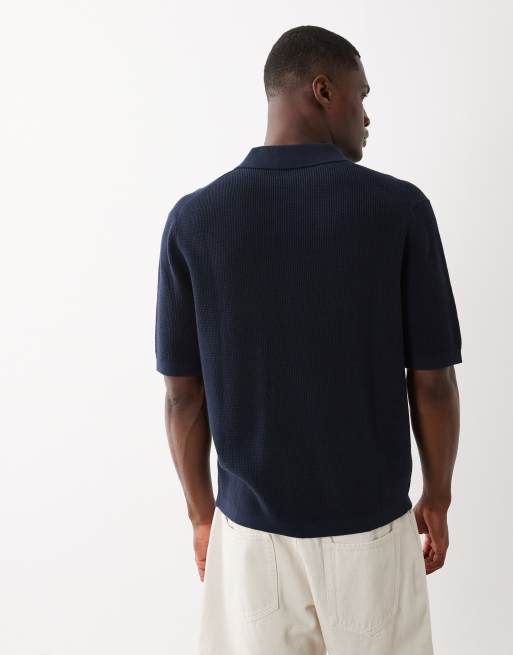 Calvin Klein Jeans – Polohemd in Dunkelblau mit Waffelstruktur, 3 von 5