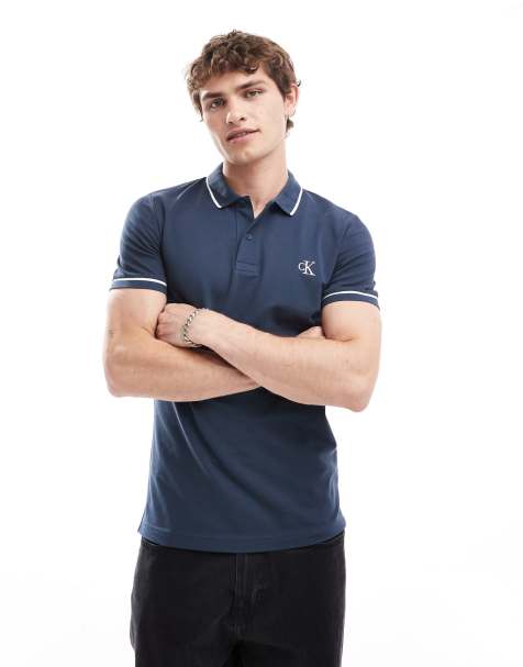 Calvin Klein Jeans – Polohemd in Marineblau mit Logostreifen - view 1