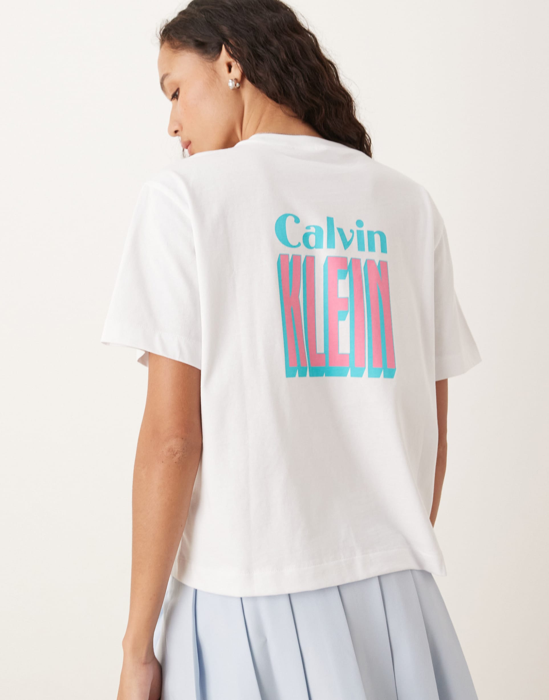 calvin klein jeans pop art back print t-shirt in white