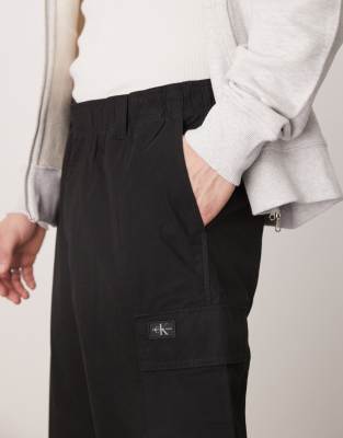 Calvin Klein Jeans Est.1978 Poplin Cargo Pants In Black