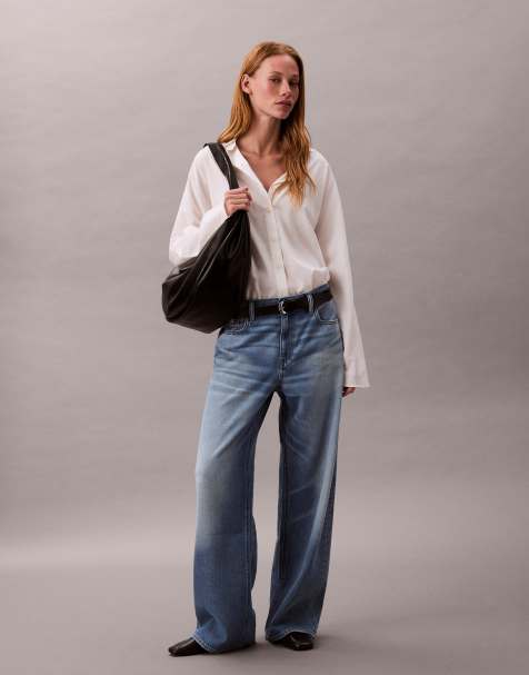 Calvin Klein Jeans - Posede jeans med lav talje i lyseblå vask - view 1