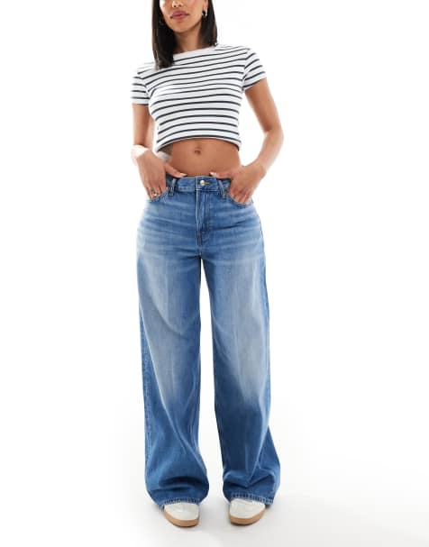 Calvin Klein Jeans - Posede jeans med lav talje i mellemblå vask - view 1