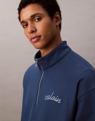 Calvin Klein Jeans Est.1978 Zipped Sweater In Blue