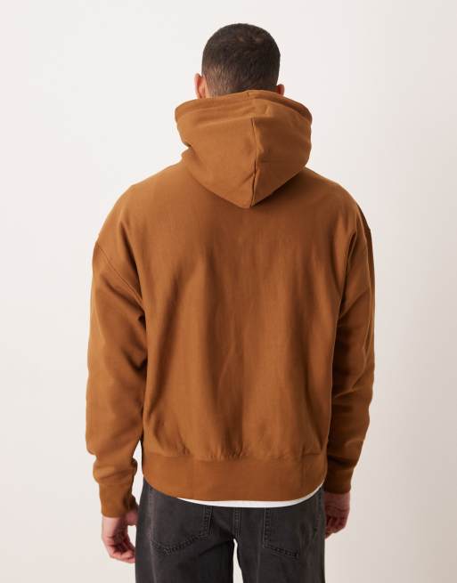 Calvin Klein Jeans – Premium – Brun huvtröja med tryck på bröstet, 3 av 5