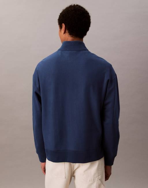 Calvin Klein Jeans - Premium - Marineblå sweatshirt med 1/4 lynlås og logo, 5 af 5
