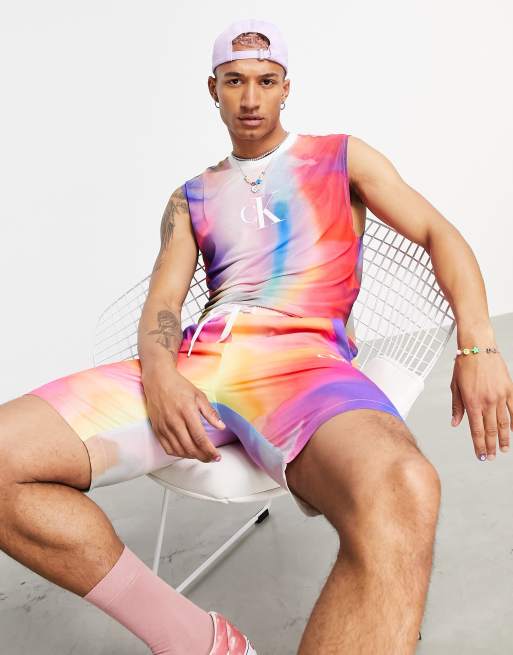 Calvin Klein Jeans Pride all over print mesh tank in multi