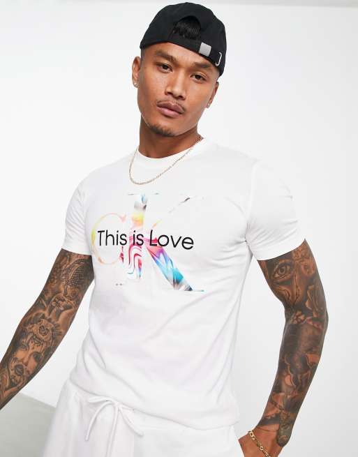 Calvin Klein Mens This is Love Pride Short Sleeve Crop Top Crewneck :  : Clothing, Shoes & Accessories