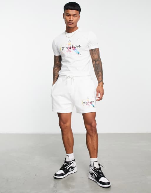 Calvin Klein Jeans pride capsule co ord monogram shorts in white ASOS