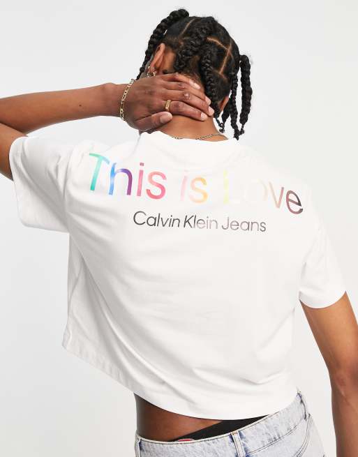 Calvin Klein Men's This is Love Pride Short Sleeve Crop Top Crewneck