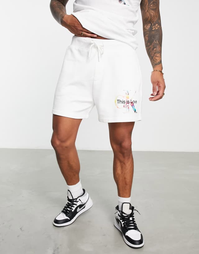 Calvin Klein Jeans pride capsule monogram shorts in white - part of a set