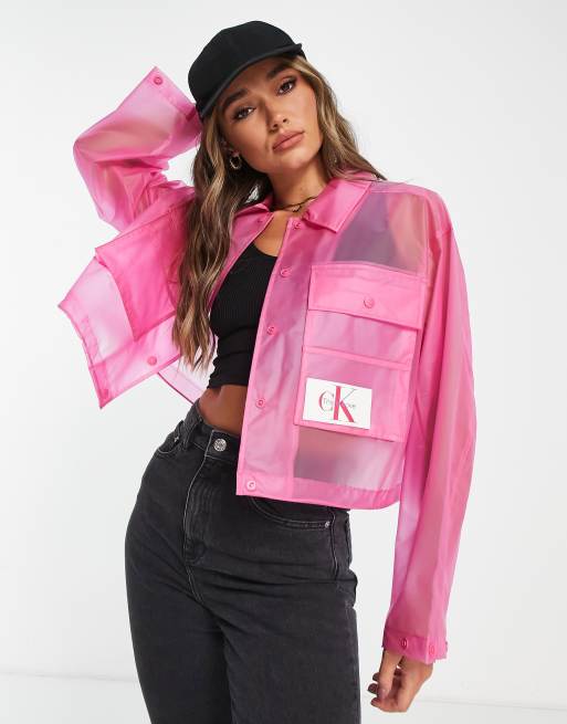 See through sale pink jacket