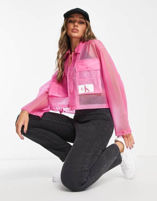 Calvin Klein Jeans Pride cropped transparent jacket in pink