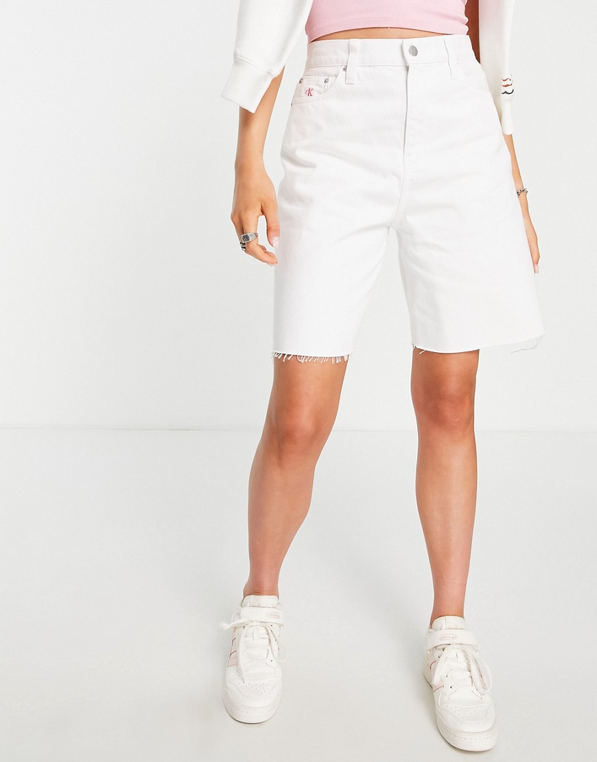 Calvin Klein Jeans Pride Denim Dad Shorts In White