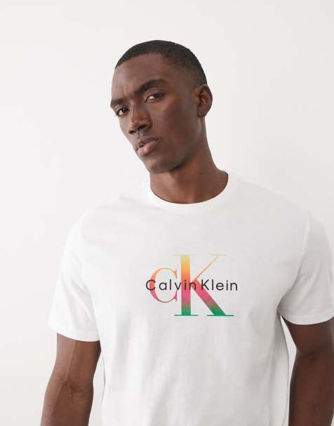 Calvin Klein Jeans pride logo graphic t-shirt in white - view 1