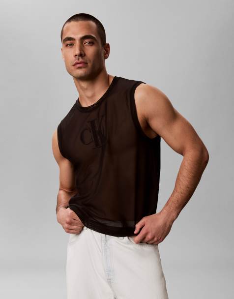 Calvin Klein Jeans pride mesh tank top in black - view 1