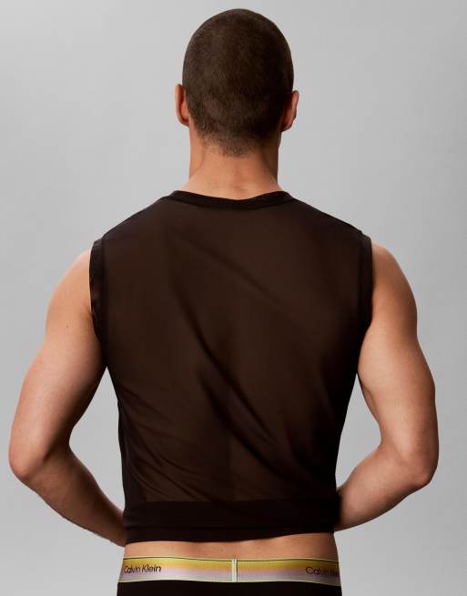 Calvin Klein Jeans pride mesh tank top in black, 4 of 4