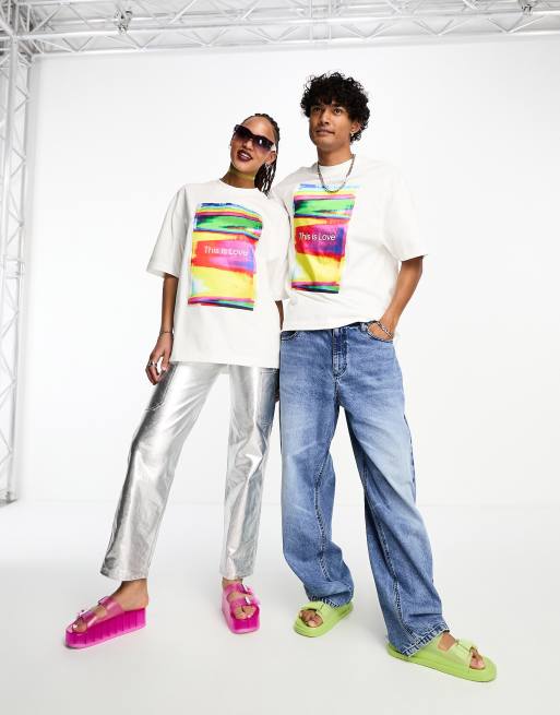 Calvin Klein Jeans - Pride - Oversized unisex-T-shirt med grafik i hvid, 2 af 4