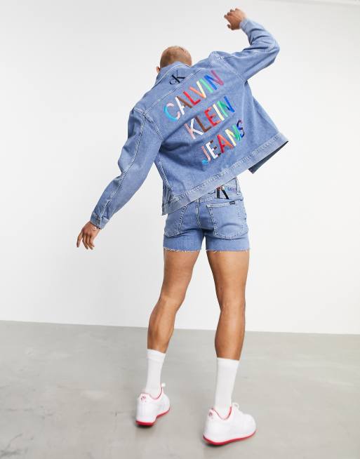 Calvin klein deals printed denim jacket