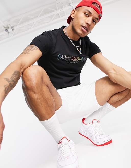 Calvin klein rainbow t shirt hot sale