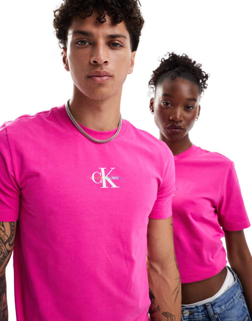 Calvin Klein Jeans Pride Schmal geschnittenes Unisex T Shirt in Rosa ASOS