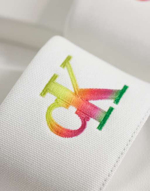 Calvin Klein Jeans pride sliders in white, 2 of 4