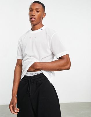 Calvin Klein Jeans pride capsule logo mesh t-shirt in white - ASOS Price Checker