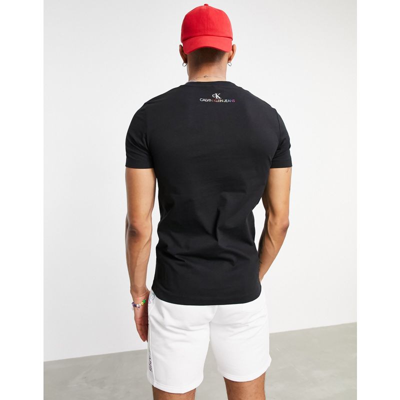 Designer Uomo Calvin Klein Jeans - Pride - T-shirt slim nera con logo arcobaleno