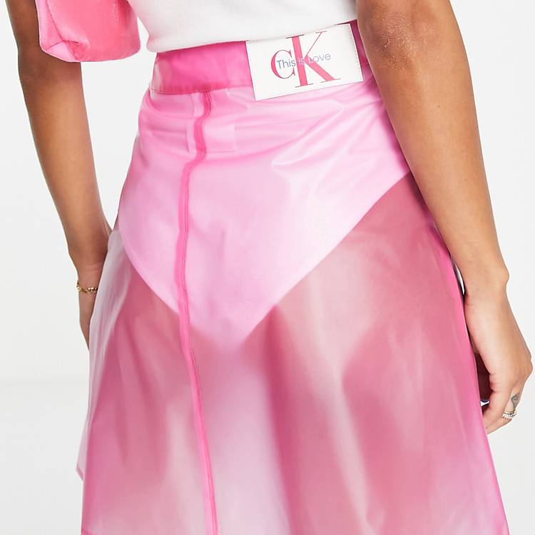 Calvin Klein Jeans Pride transparent skirt in pink | ASOS