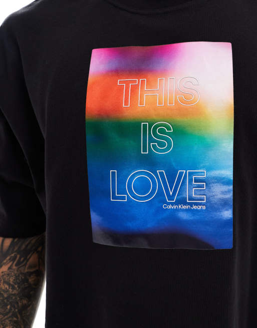 Calvin Klein Jeans Pride unisex boxy crop t-shirt in black, 2 of 4