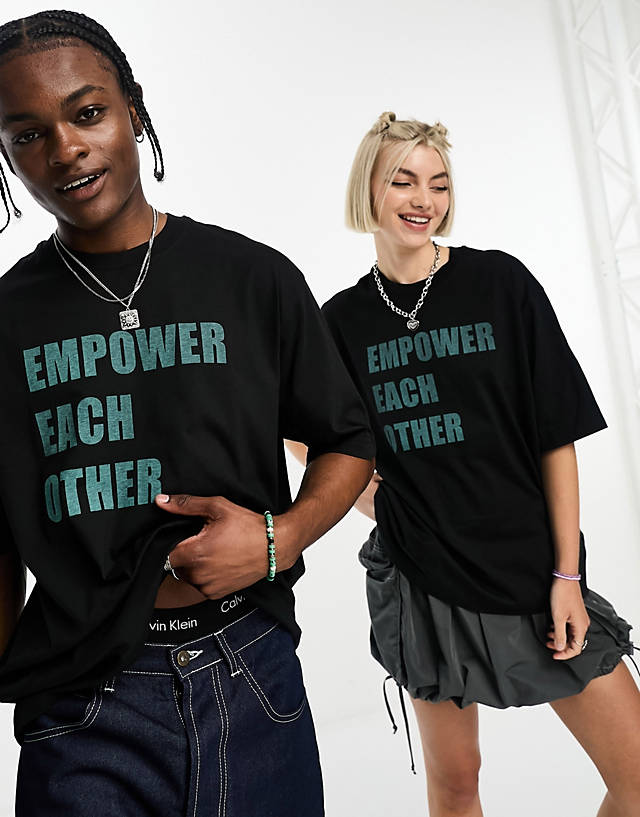 Calvin Klein Jeans - pride unisex empower slogan oversized t-shirt in black