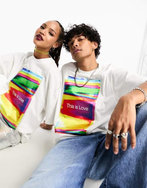 Calvin Klein Jeans – Pride – Unisex – Oversize-T-Shirt in Weiß mit übergroßem Grafikprint, 3 von 4